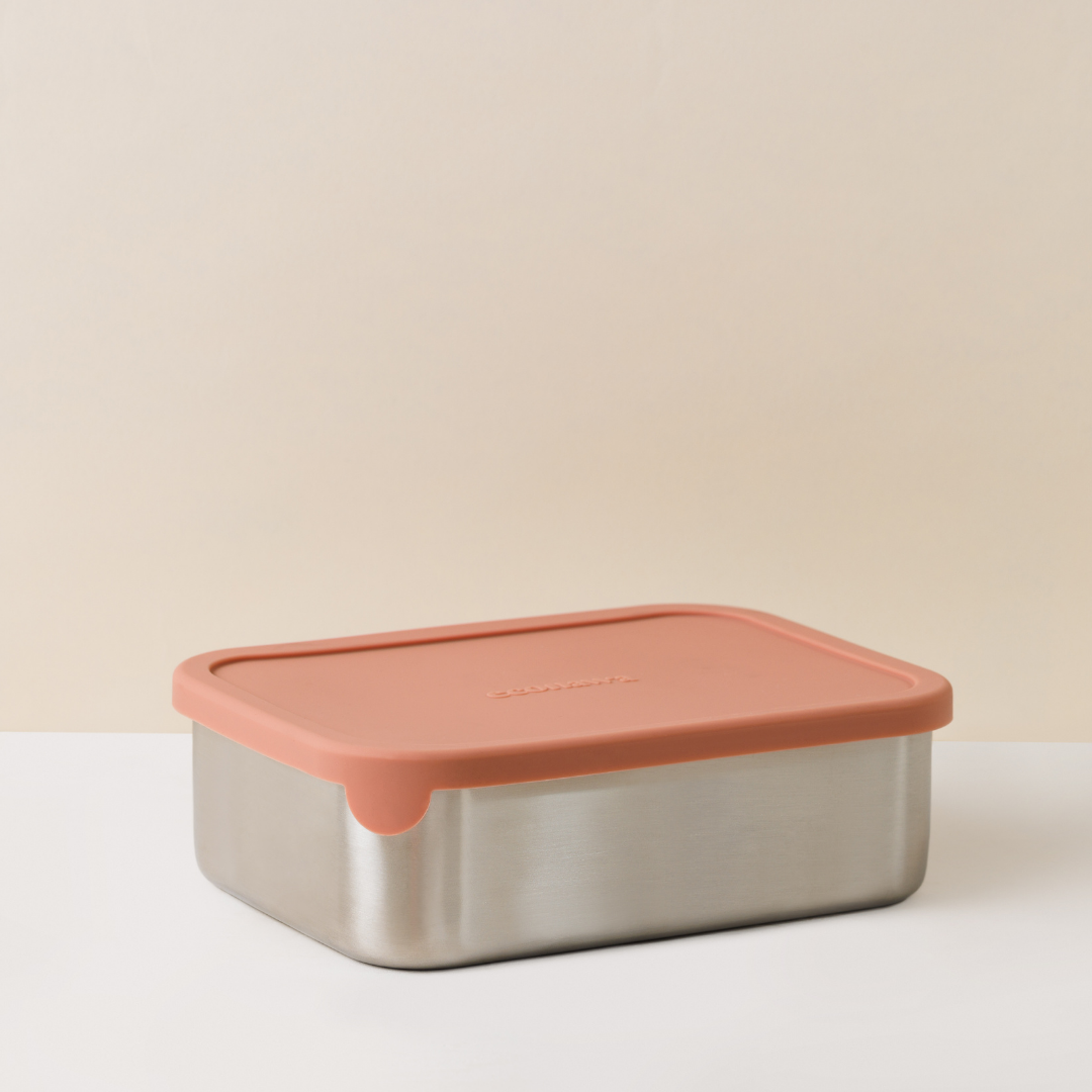 קופסת אוכל מחולקת עם מכסה סיליקון 1200 מ״ל -ורוד סלמון