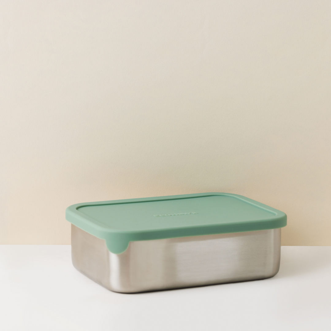 קופסת אוכל מחולקת עם מכסה סיליקון 1200 מ״ל -ירוק כחול