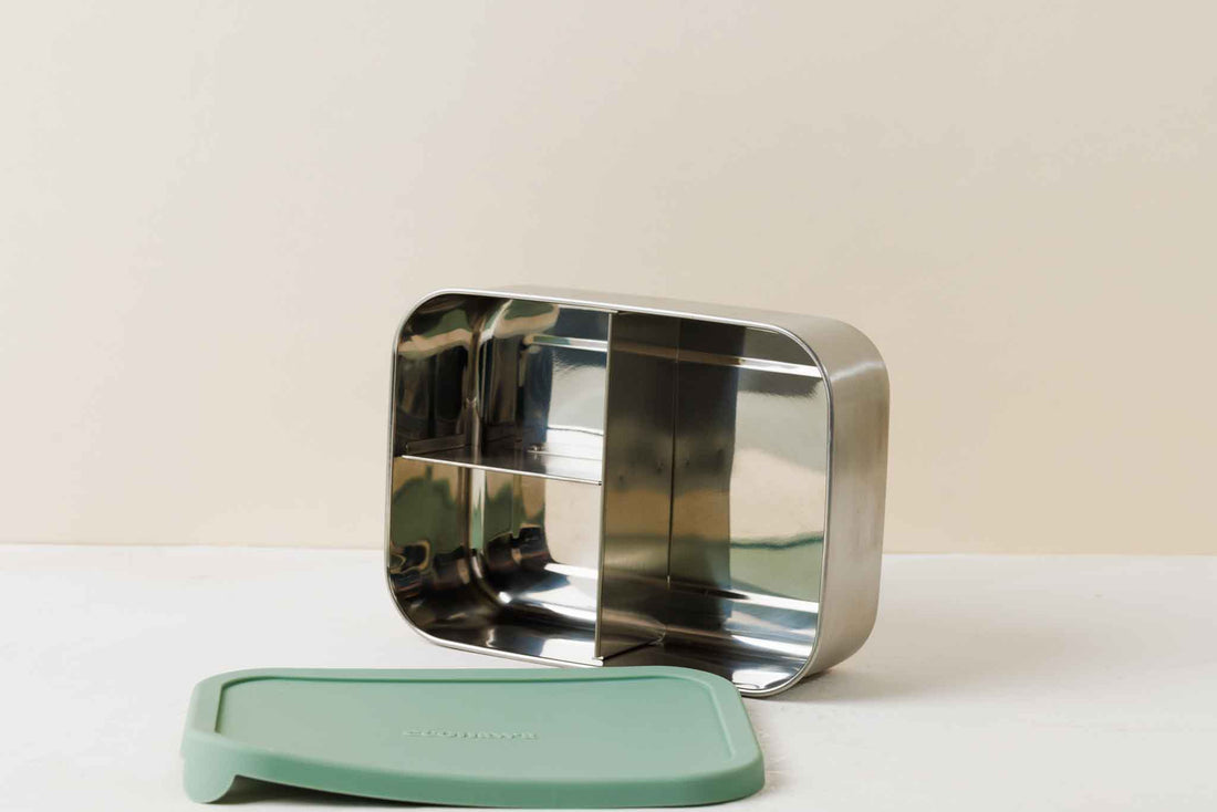 קופסת אוכל מחולקת עם מכסה סיליקון 1200 מ״ל -ירוק כחול