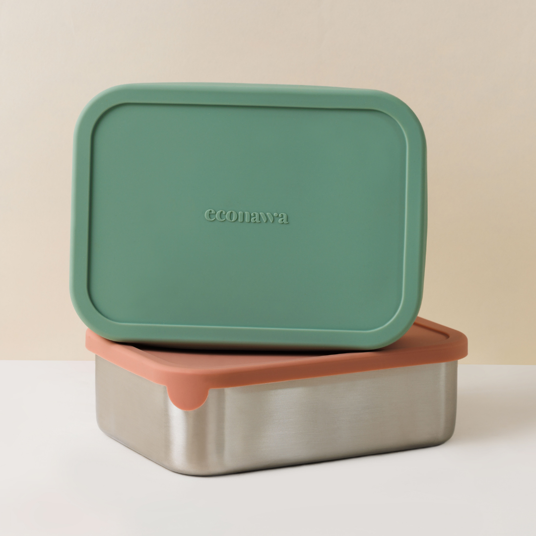 קופסת אוכל מחולקת עם מכסה סיליקון 1200 מ״ל -ירוק כחול